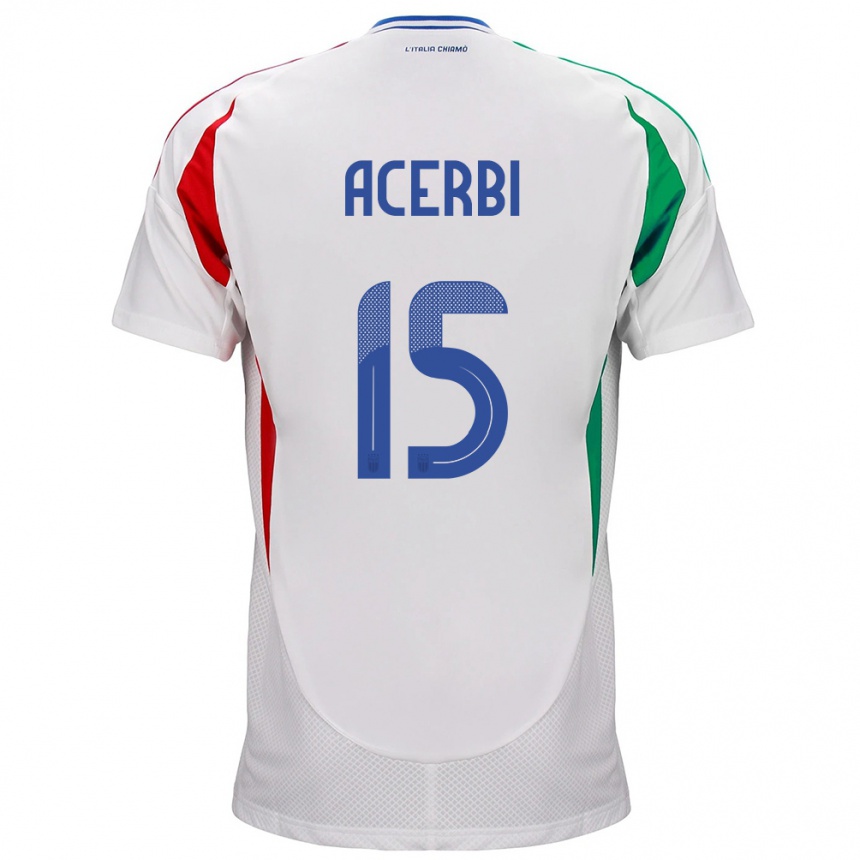 Kids Football Italy Francesco Acerbi #15 White Away Jersey 24-26 T-Shirt Nz