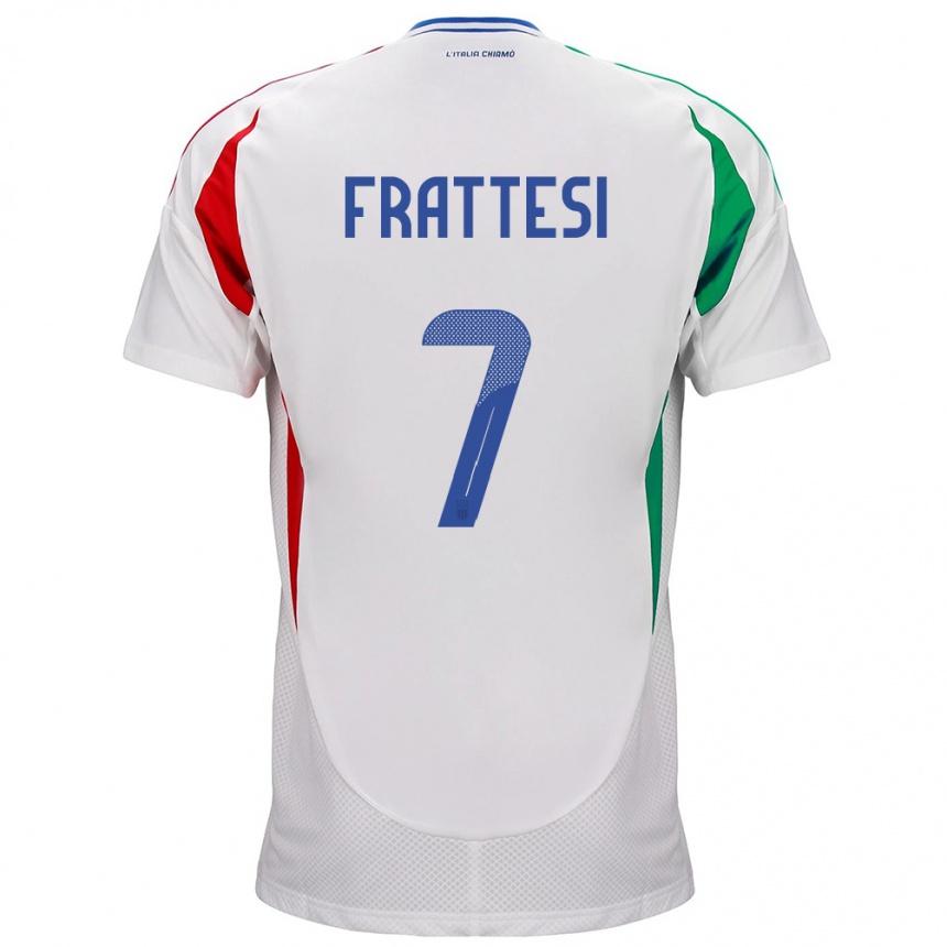 Kids Football Italy Davide Frattesi #7 White Away Jersey 24-26 T-Shirt Nz