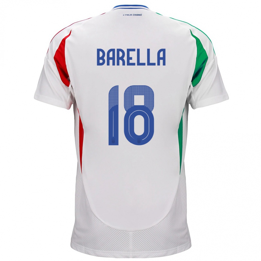 Kids Football Italy Nicolò Barella #18 White Away Jersey 24-26 T-Shirt Nz