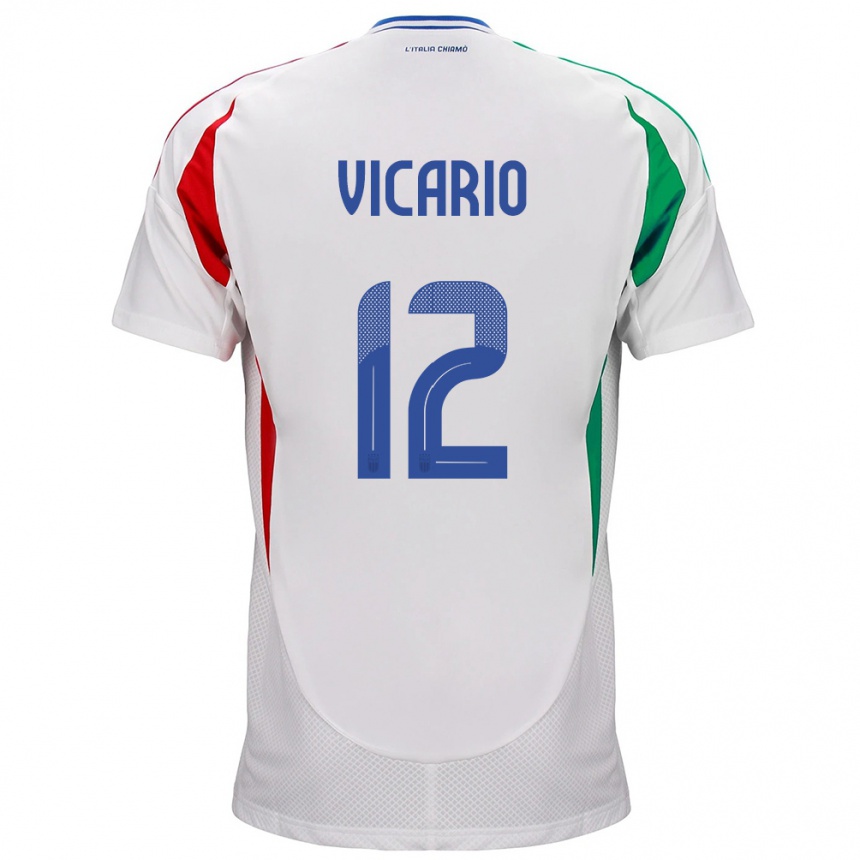 Kids Football Italy Guglielmo Vicario #12 White Away Jersey 24-26 T-Shirt Nz