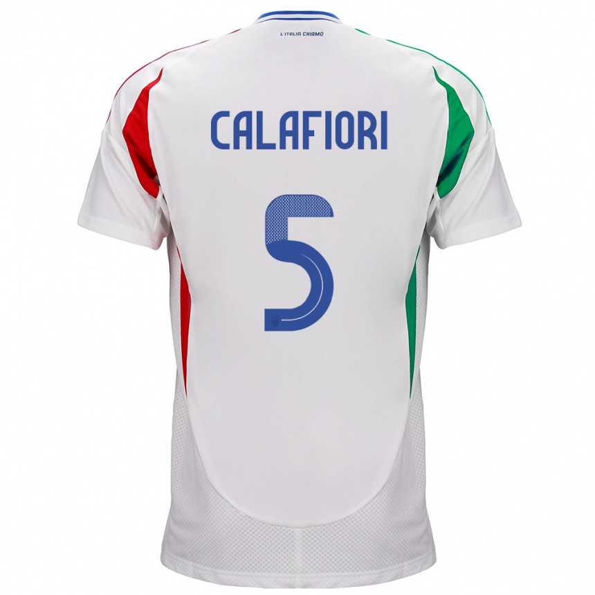 Kids Football Italy Riccardo Calafiori #5 White Away Jersey 24-26 T-Shirt Nz