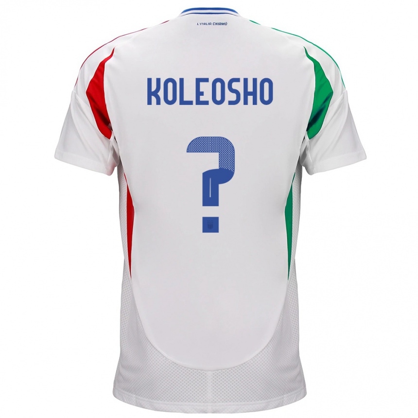 Kids Football Italy Luca Koleosho #0 White Away Jersey 24-26 T-Shirt Nz