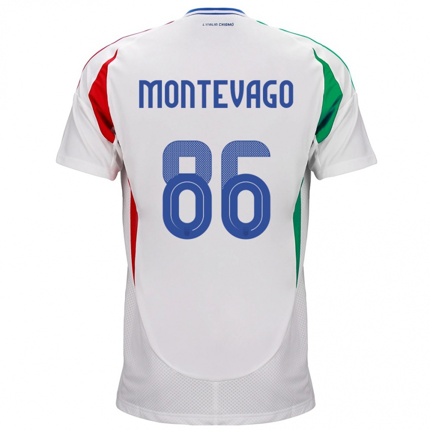 Kids Football Italy Daniele Montevago #86 White Away Jersey 24-26 T-Shirt Nz