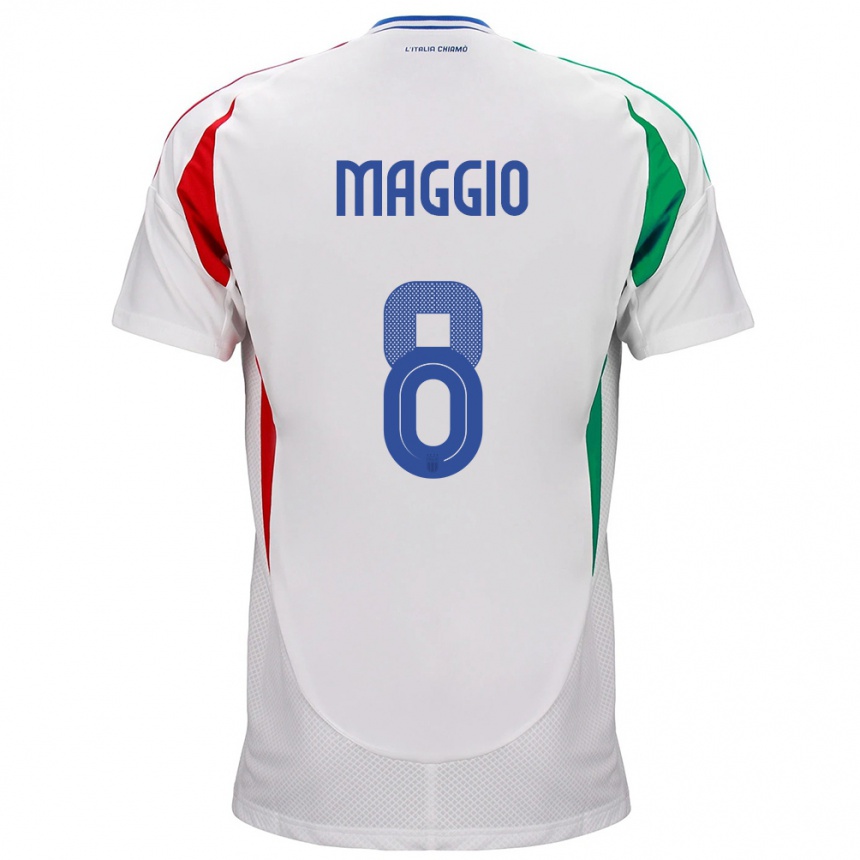 Kids Football Italy Luca Di Maggio #8 White Away Jersey 24-26 T-Shirt Nz