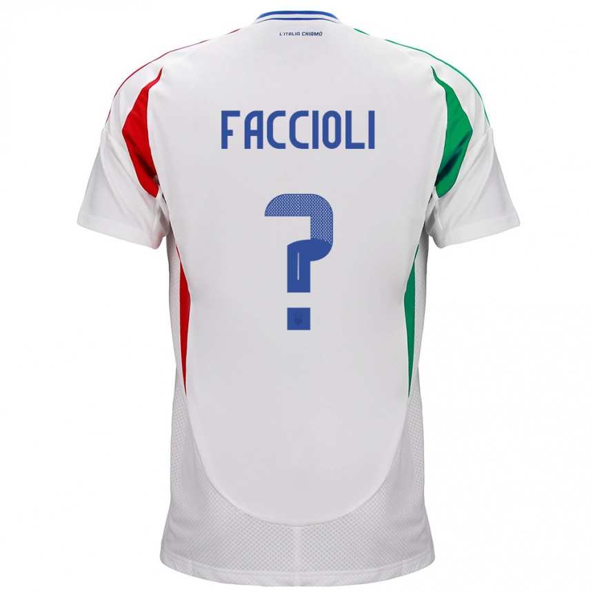 Kids Football Italy Pietro Faccioli #0 White Away Jersey 24-26 T-Shirt Nz