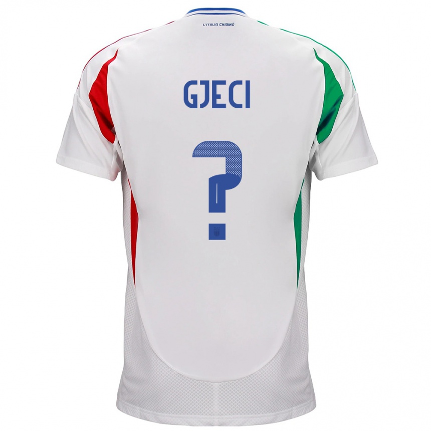 Kids Football Italy Delis Gjeci #0 White Away Jersey 24-26 T-Shirt Nz