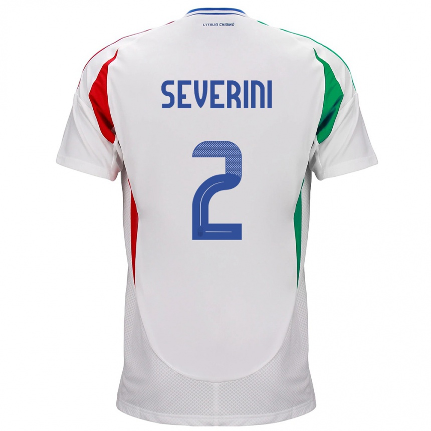 Kids Football Italy Emma Severini #2 White Away Jersey 24-26 T-Shirt Nz