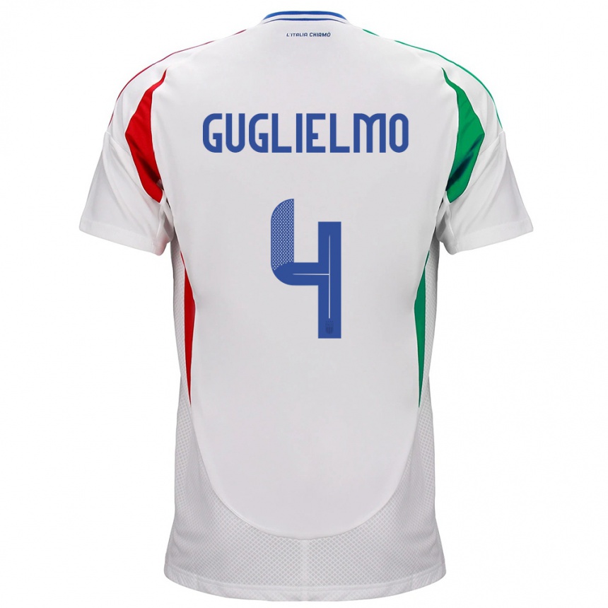 Kids Football Italy Lucia Di Guglielmo #4 White Away Jersey 24-26 T-Shirt Nz