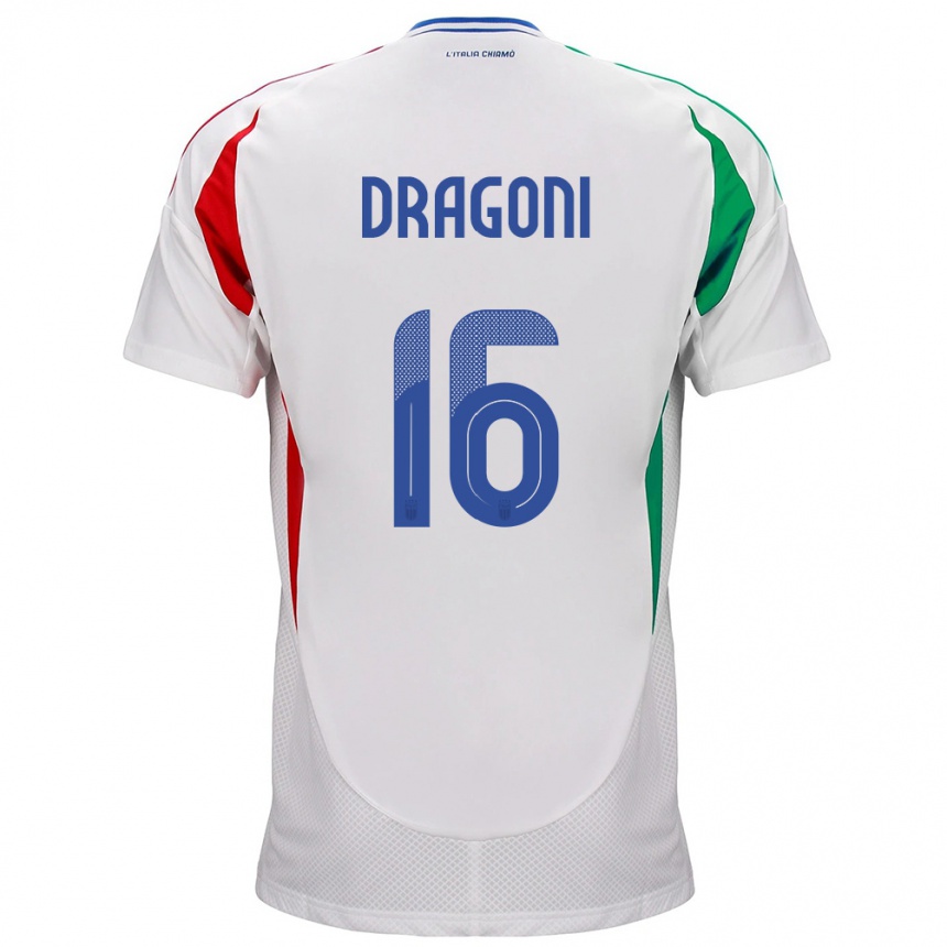 Kids Football Italy Giulia Dragoni #16 White Away Jersey 24-26 T-Shirt Nz