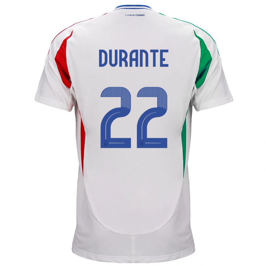 Kids Football Italy Francesca Durante #22 White Away Jersey 24-26 T-Shirt Nz