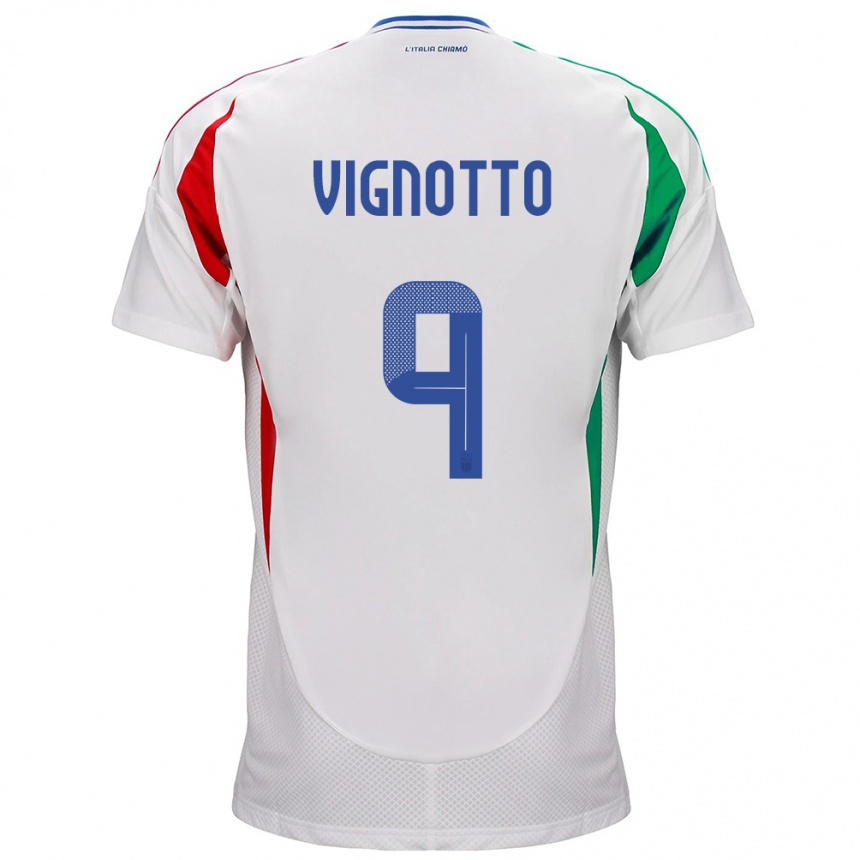 Kids Football Italy Elisabetta Vignotto #9 White Away Jersey 24-26 T-Shirt Nz