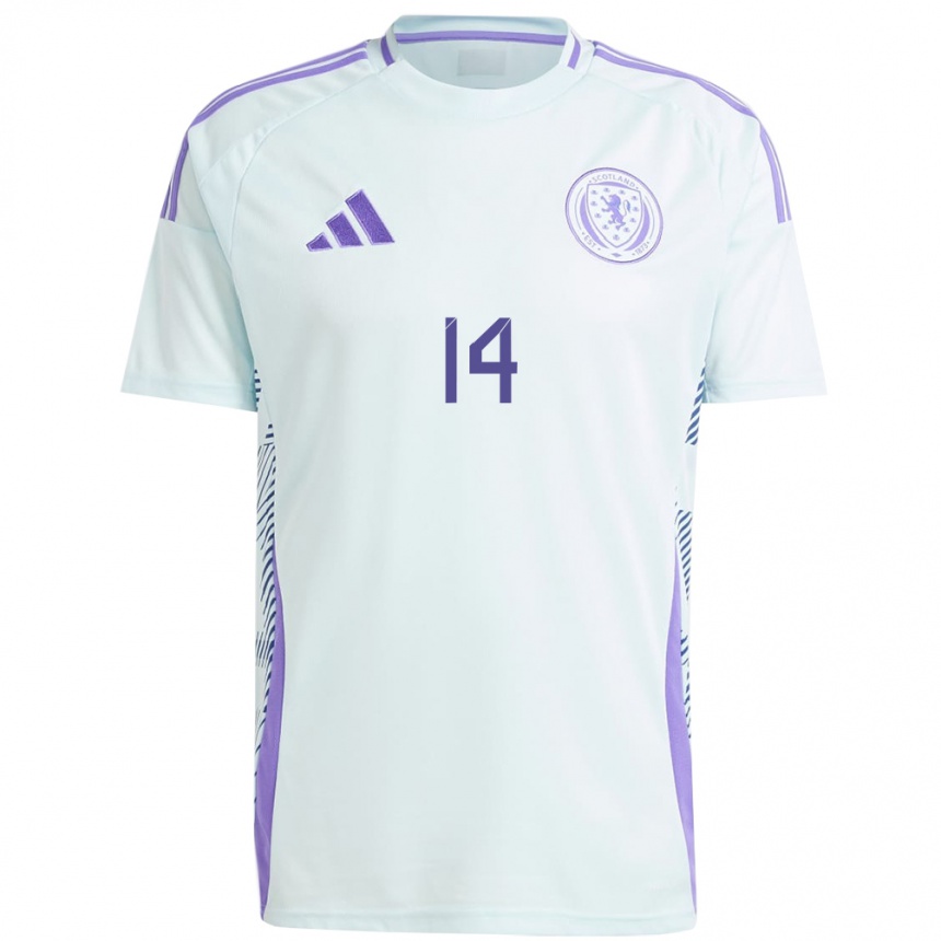 Kids Football Scotland Billy Gilmour #14 Light Mint Blue Away Jersey 24-26 T-Shirt Nz