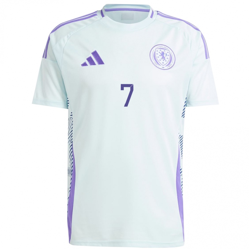 Kids Football Scotland John Mcginn #7 Light Mint Blue Away Jersey 24-26 T-Shirt Nz