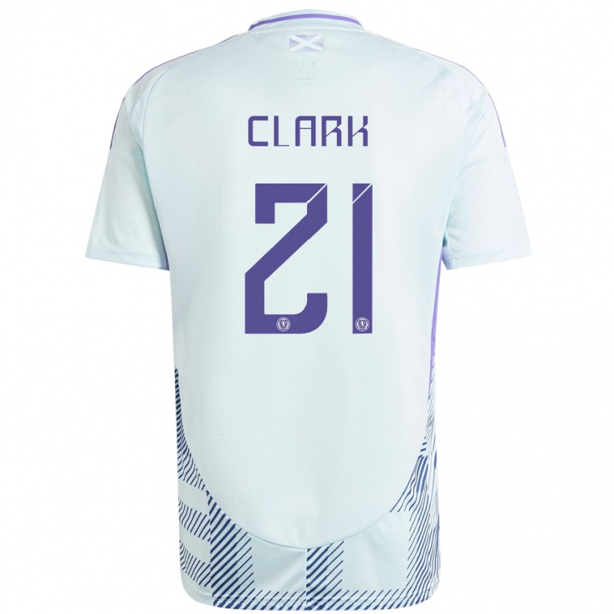 Kids Football Scotland Zander Clark #21 Light Mint Blue Away Jersey 24-26 T-Shirt Nz