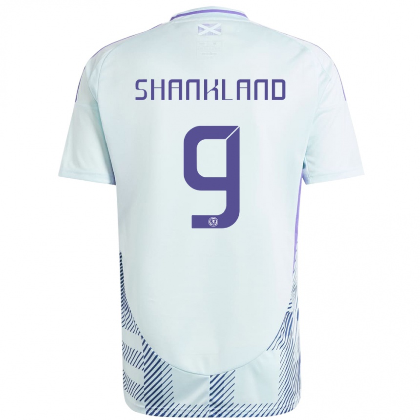 Kids Football Scotland Lawrence Shankland #9 Light Mint Blue Away Jersey 24-26 T-Shirt Nz