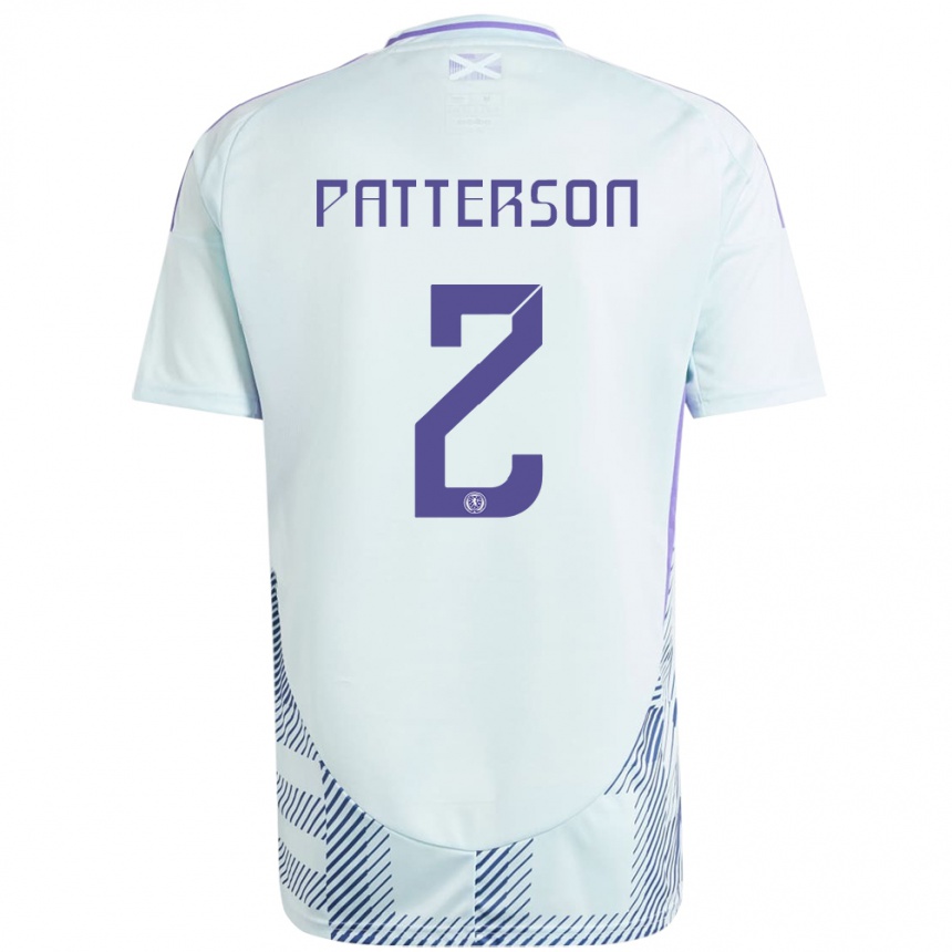 Kids Football Scotland Nathan Patterson #2 Light Mint Blue Away Jersey 24-26 T-Shirt Nz