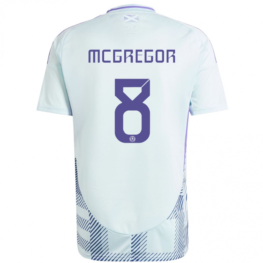 Kids Football Scotland Callum Mcgregor #8 Light Mint Blue Away Jersey 24-26 T-Shirt Nz