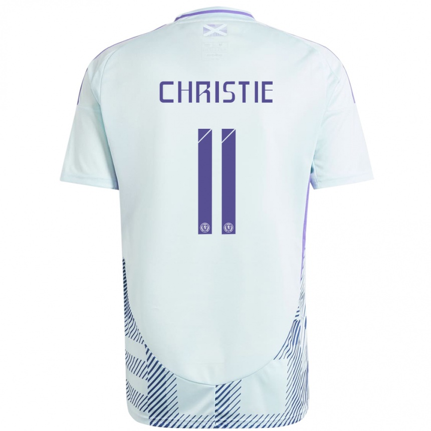 Kids Football Scotland Ryan Christie #11 Light Mint Blue Away Jersey 24-26 T-Shirt Nz