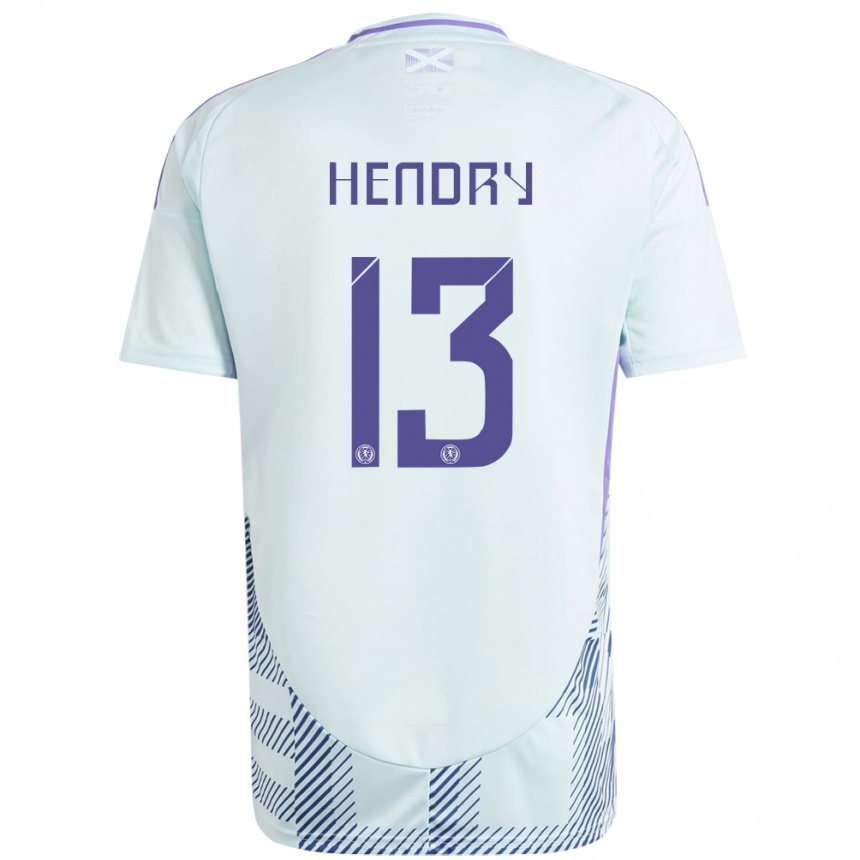 Kids Football Scotland Jack Hendry #13 Light Mint Blue Away Jersey 24-26 T-Shirt Nz