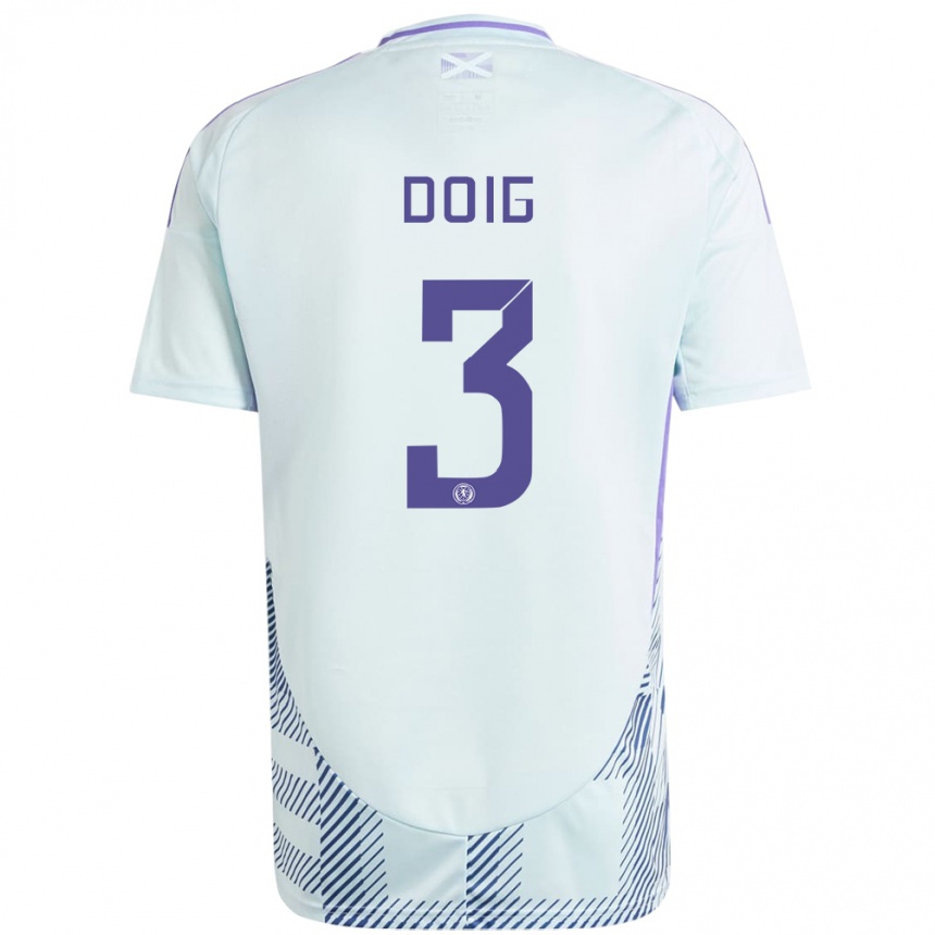 Kids Football Scotland Josh Doig #3 Light Mint Blue Away Jersey 24-26 T-Shirt Nz