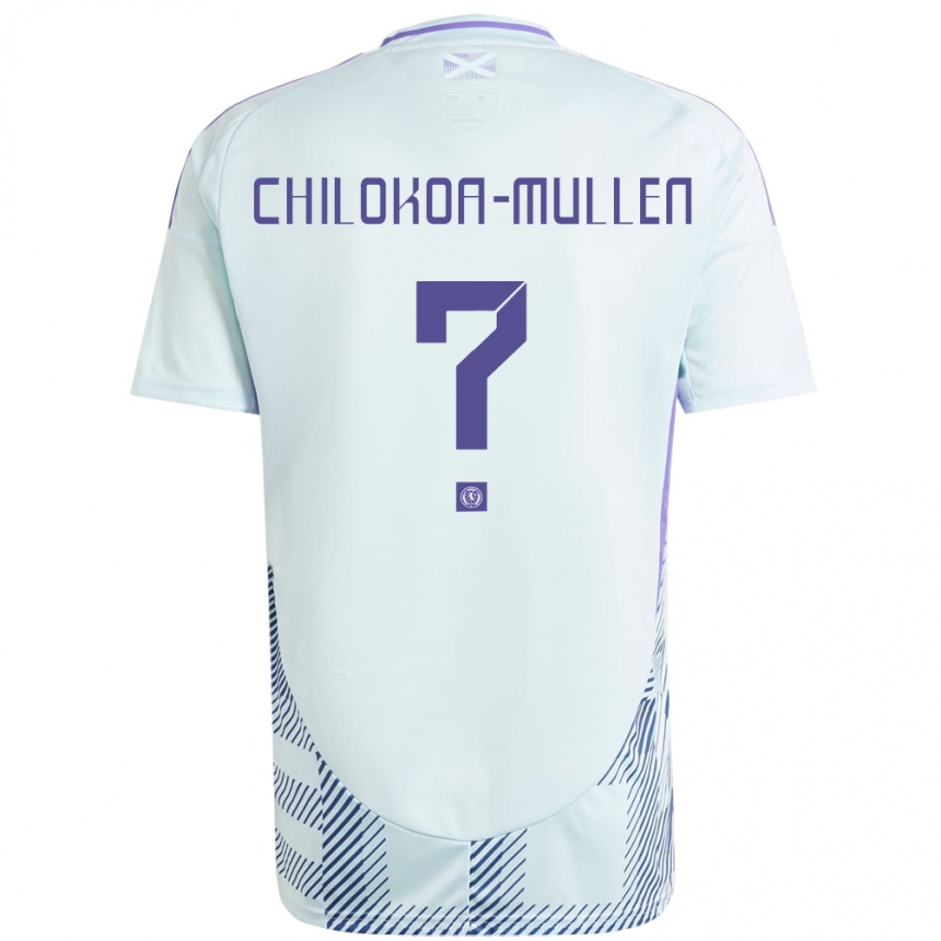 Kids Football Scotland Jeremiah Chilokoa-Mullen #0 Light Mint Blue Away Jersey 24-26 T-Shirt Nz