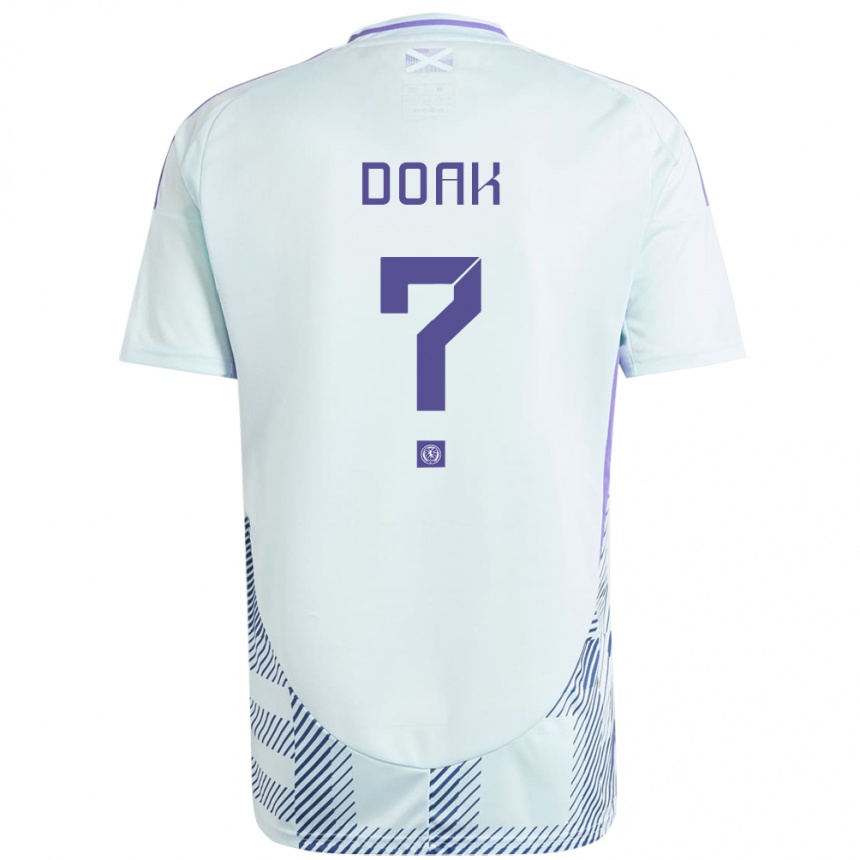 Kids Football Scotland Ben Doak #0 Light Mint Blue Away Jersey 24-26 T-Shirt Nz