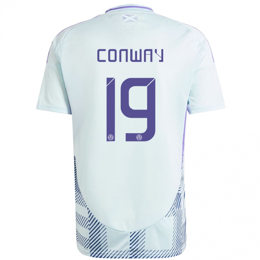 Kids Football Scotland Tommy Conway #19 Light Mint Blue Away Jersey 24-26 T-Shirt Nz