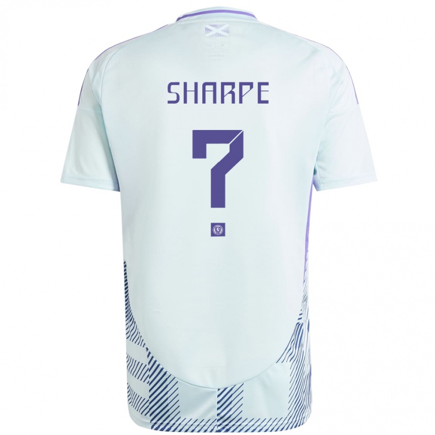 Kids Football Scotland Malachi Sharpe #0 Light Mint Blue Away Jersey 24-26 T-Shirt Nz