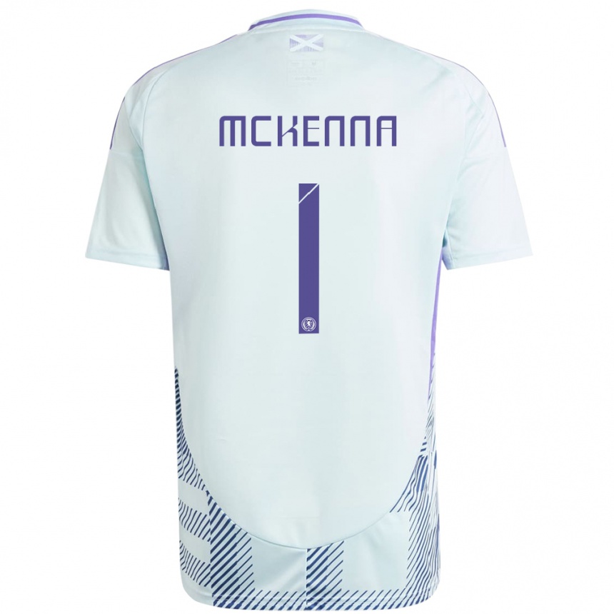 Kids Football Scotland Callan Mckenna #1 Light Mint Blue Away Jersey 24-26 T-Shirt Nz