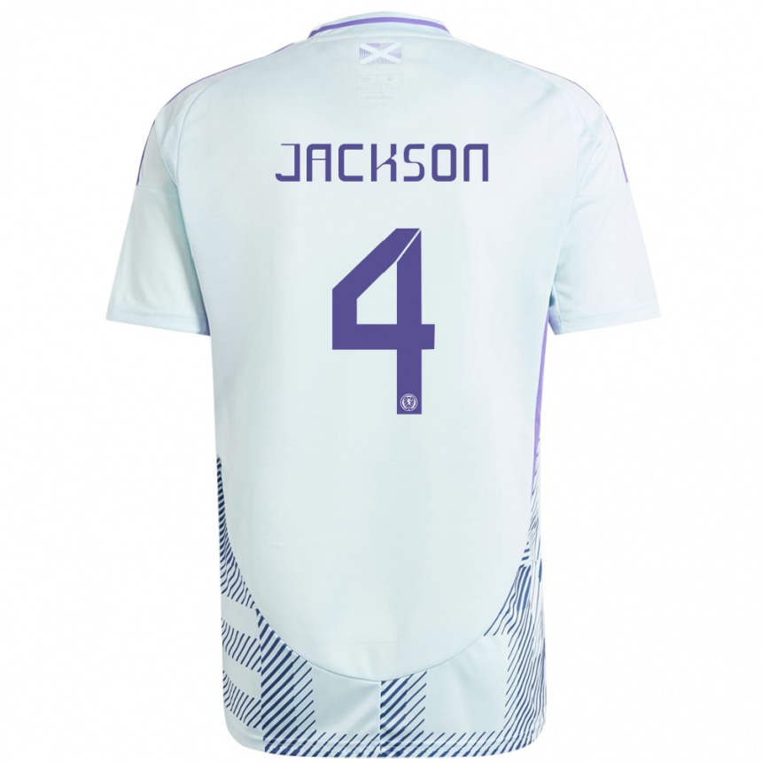 Kids Football Scotland Louis Jackson #4 Light Mint Blue Away Jersey 24-26 T-Shirt Nz