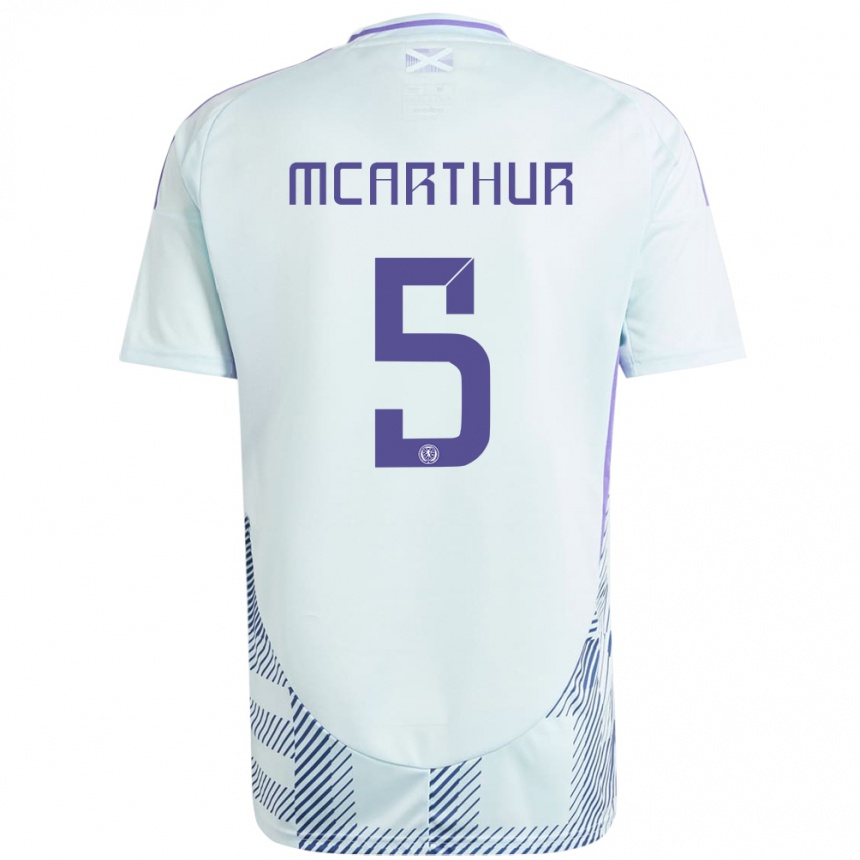 Kids Football Scotland Charlie Mcarthur #5 Light Mint Blue Away Jersey 24-26 T-Shirt Nz