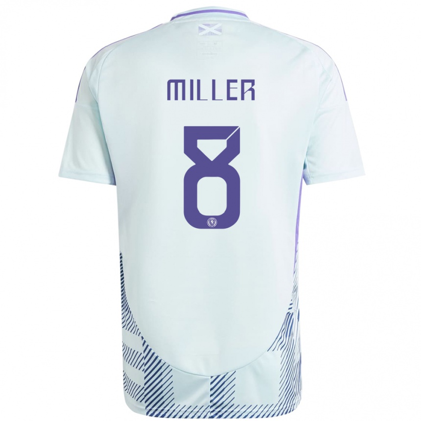 Kids Football Scotland Lennon Miller #8 Light Mint Blue Away Jersey 24-26 T-Shirt Nz