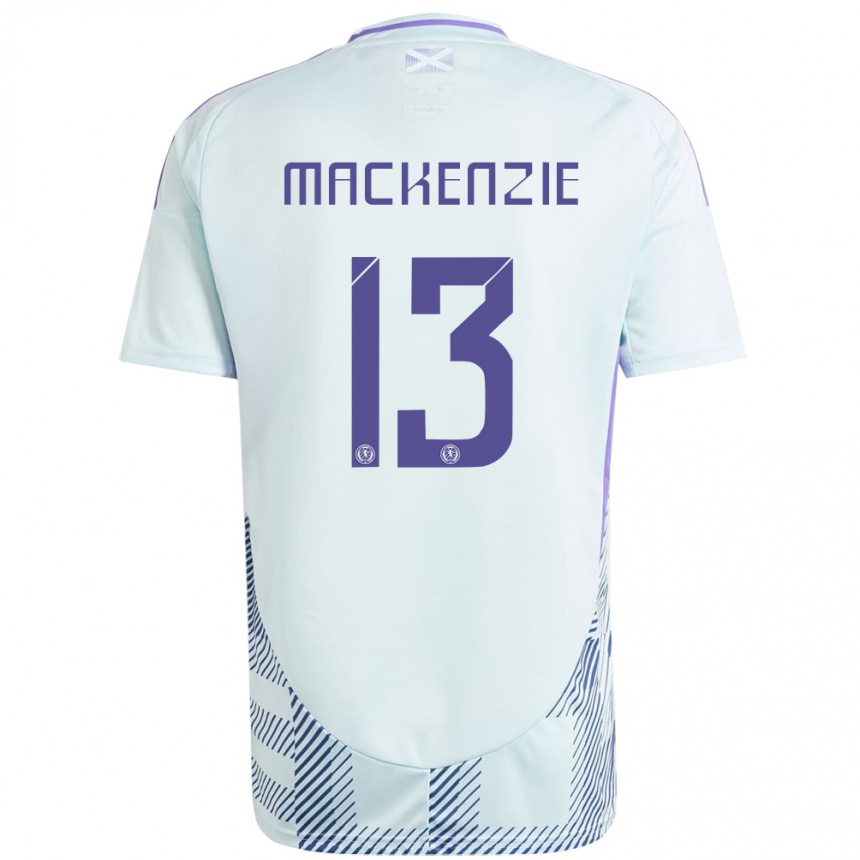 Kids Football Scotland Zander Mackenzie #13 Light Mint Blue Away Jersey 24-26 T-Shirt Nz