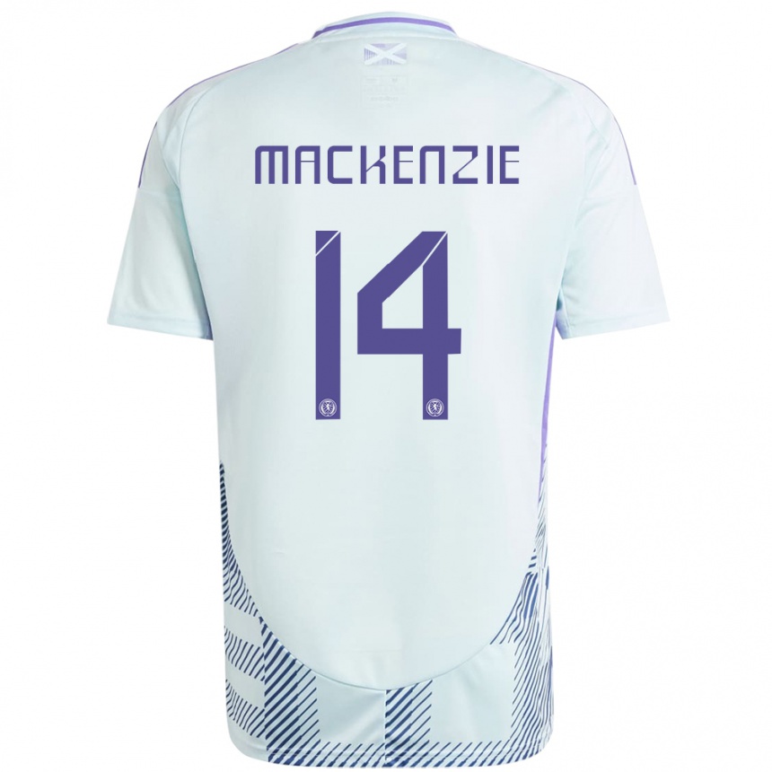 Kids Football Scotland Magnus Mackenzie #14 Light Mint Blue Away Jersey 24-26 T-Shirt Nz