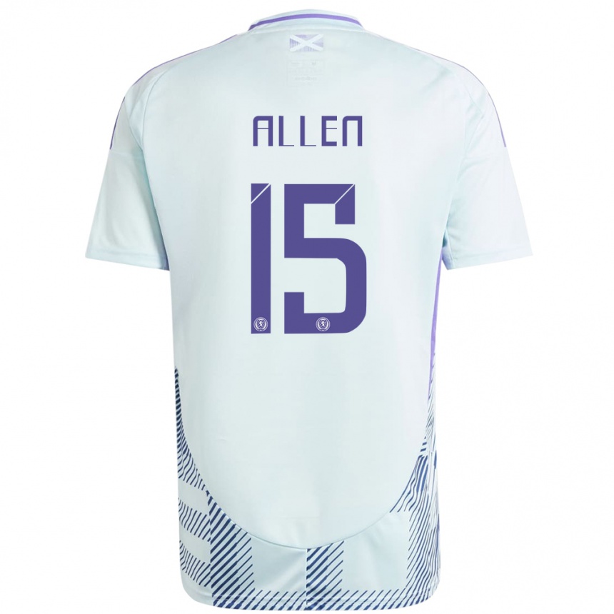 Kids Football Scotland Greig Allen #15 Light Mint Blue Away Jersey 24-26 T-Shirt Nz