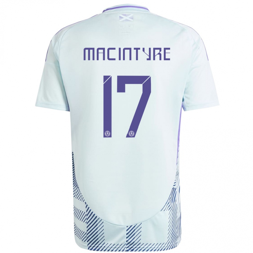 Kids Football Scotland Jacob Macintyre #17 Light Mint Blue Away Jersey 24-26 T-Shirt Nz