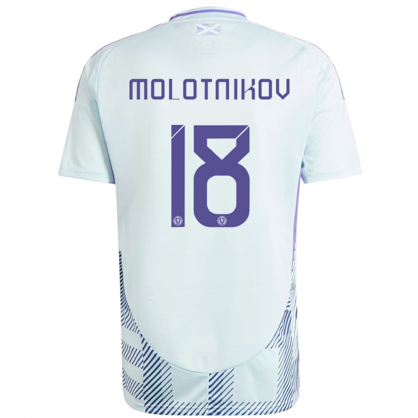 Kids Football Scotland Rudi Molotnikov #18 Light Mint Blue Away Jersey 24-26 T-Shirt Nz