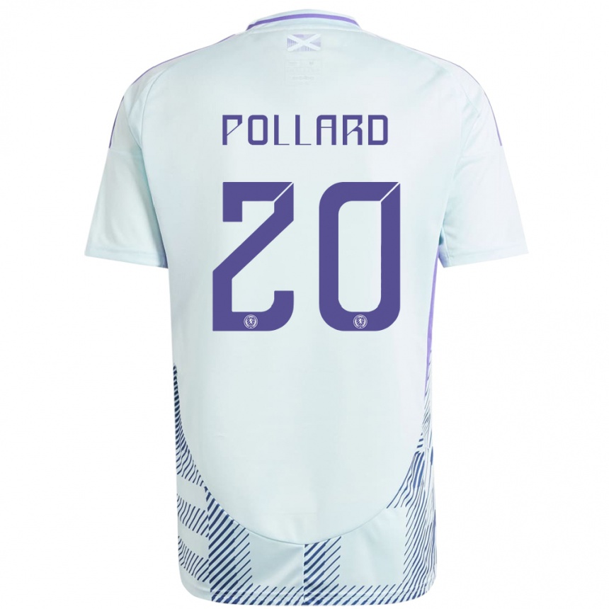 Kids Football Scotland Lancelot Pollard #20 Light Mint Blue Away Jersey 24-26 T-Shirt Nz