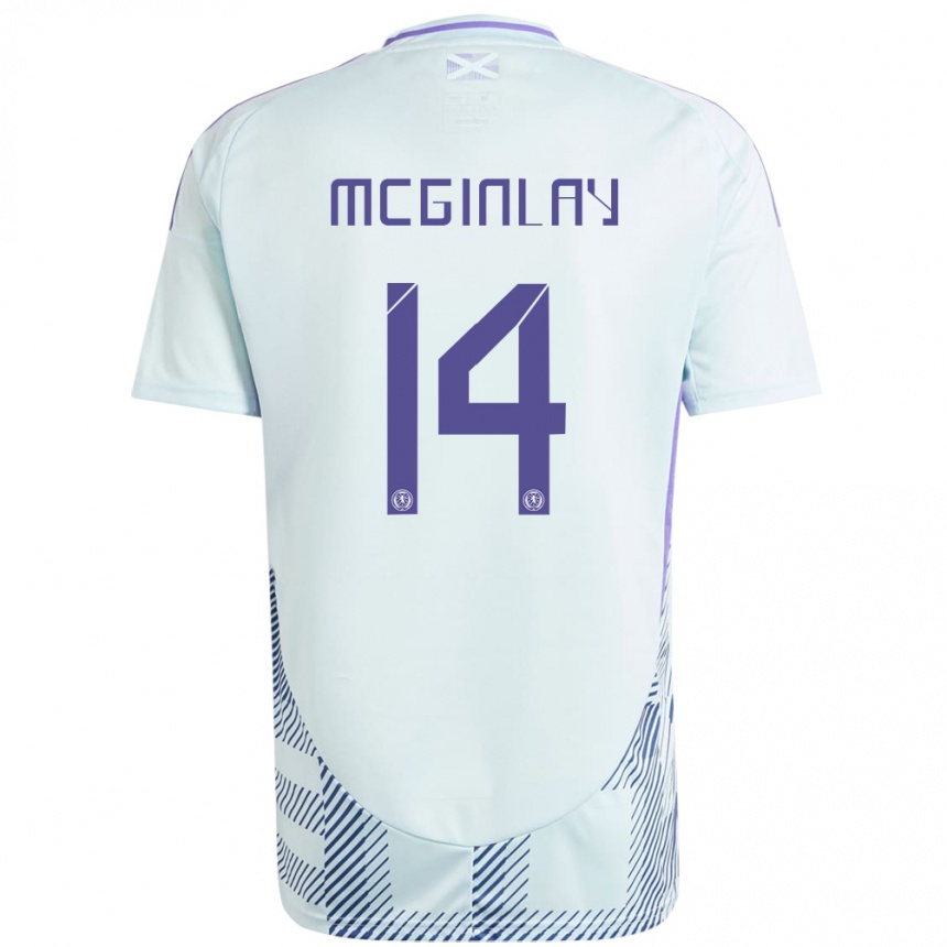 Kids Football Scotland Aiden Mcginlay #14 Light Mint Blue Away Jersey 24-26 T-Shirt Nz