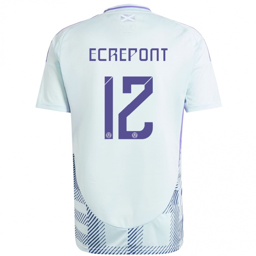 Kids Football Scotland Oliver Ecrepont #12 Light Mint Blue Away Jersey 24-26 T-Shirt Nz