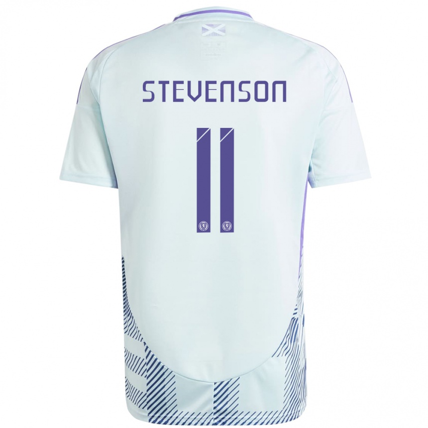 Kids Football Scotland Gus Stevenson #11 Light Mint Blue Away Jersey 24-26 T-Shirt Nz