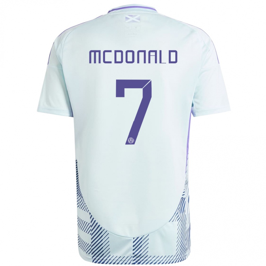 Kids Football Scotland Josh Mcdonald #7 Light Mint Blue Away Jersey 24-26 T-Shirt Nz