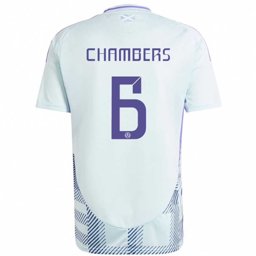 Kids Football Scotland Sam Chambers #6 Light Mint Blue Away Jersey 24-26 T-Shirt Nz