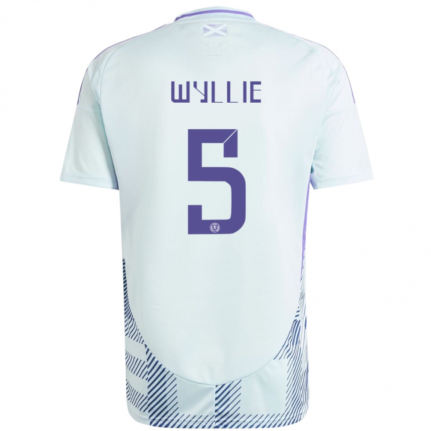 Kids Football Scotland Jack Wyllie #5 Light Mint Blue Away Jersey 24-26 T-Shirt Nz