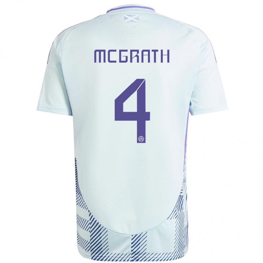 Kids Football Scotland Joseph Mcgrath #4 Light Mint Blue Away Jersey 24-26 T-Shirt Nz