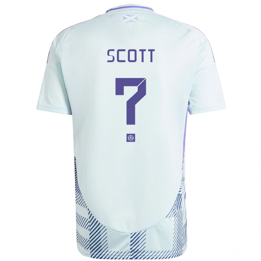 Kids Football Scotland Cameron Scott #0 Light Mint Blue Away Jersey 24-26 T-Shirt Nz