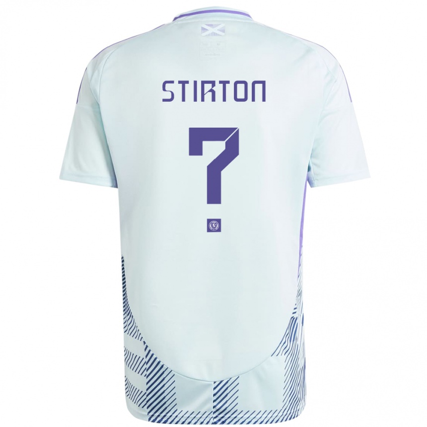 Kids Football Scotland Owen Stirton #0 Light Mint Blue Away Jersey 24-26 T-Shirt Nz