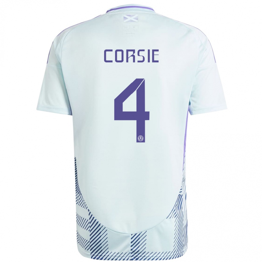 Kids Football Scotland Rachel Corsie #4 Light Mint Blue Away Jersey 24-26 T-Shirt Nz