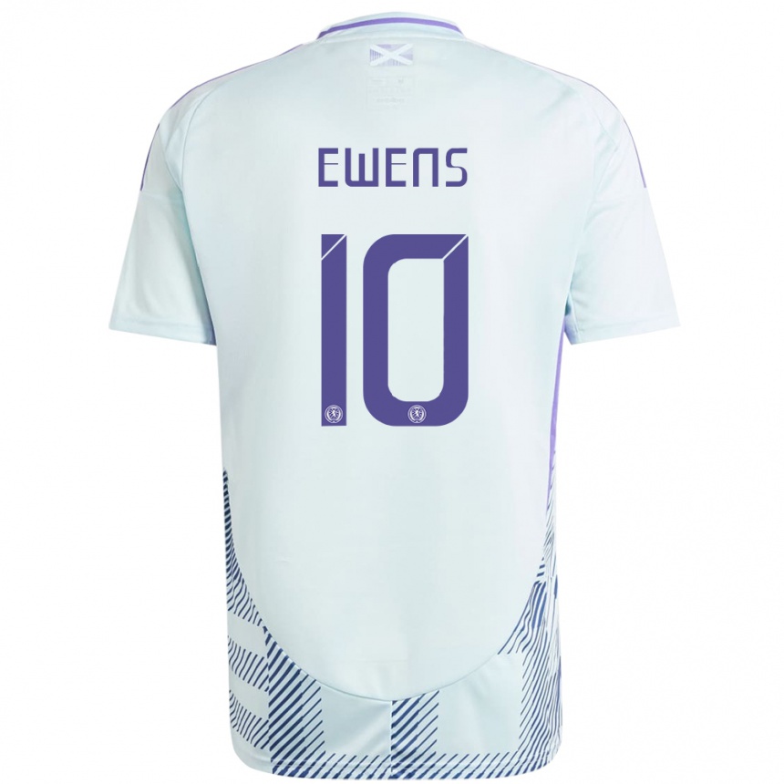 Kids Football Scotland Sarah Ewens #10 Light Mint Blue Away Jersey 24-26 T-Shirt Nz