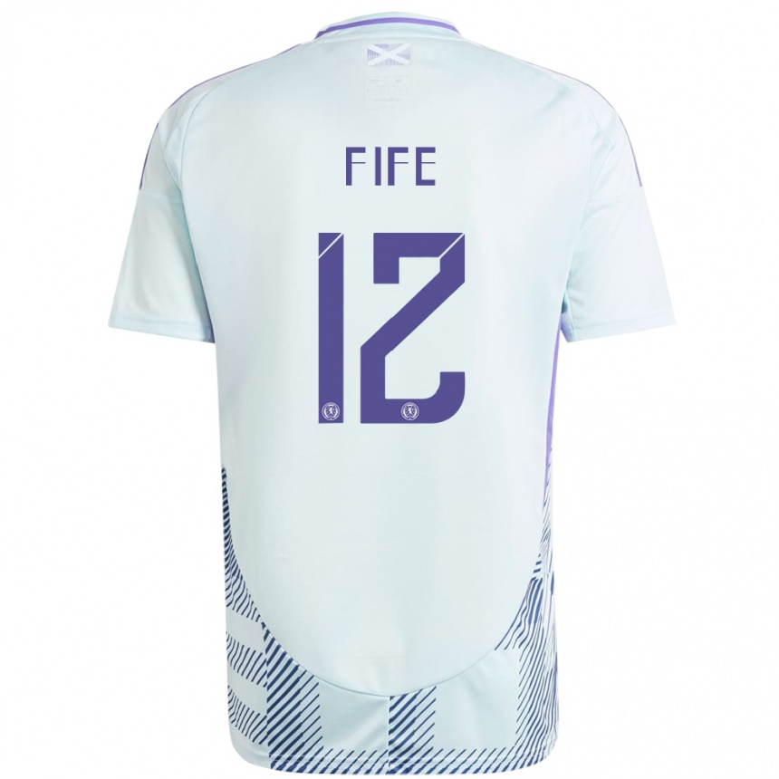 Kids Football Scotland Jenna Fife #12 Light Mint Blue Away Jersey 24-26 T-Shirt Nz